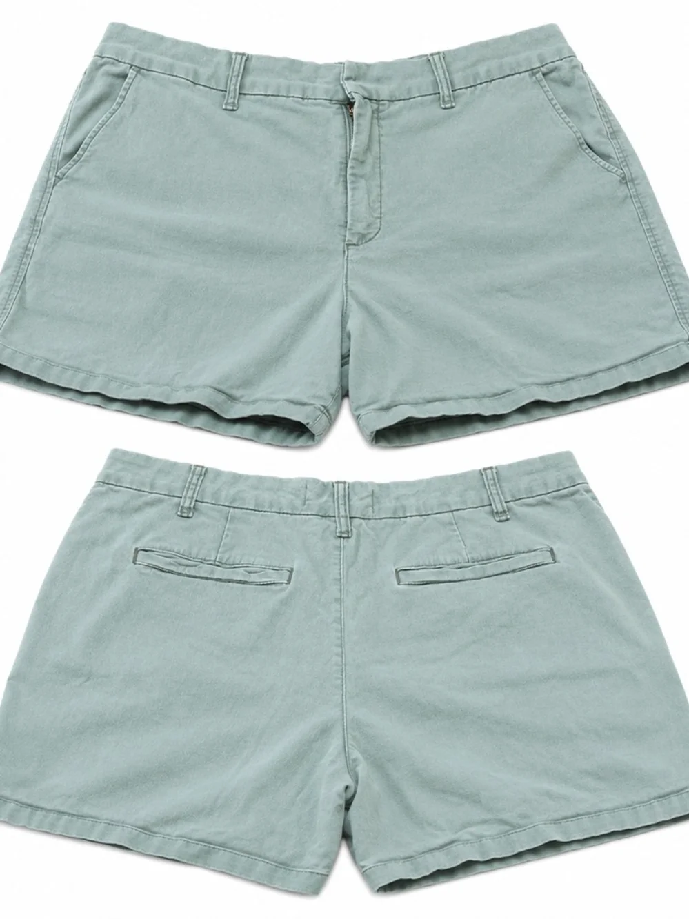 Anne Klein High-Waist Sage Green Cotton Shorts